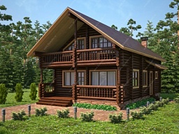 Двухэтажные деревянные дома с террасой